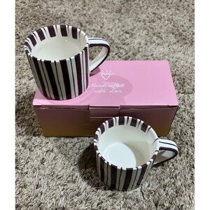 Noon And & Moon cherry lacquer Coffee Tea Mug Cup Set 2 NEW IN BOX